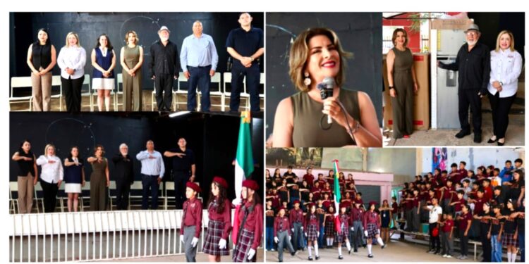 Alcaldesa Esmeralda González, participa en Ceremonia de lunes Cívico en Primaria Gilberto Castillo de Cananea