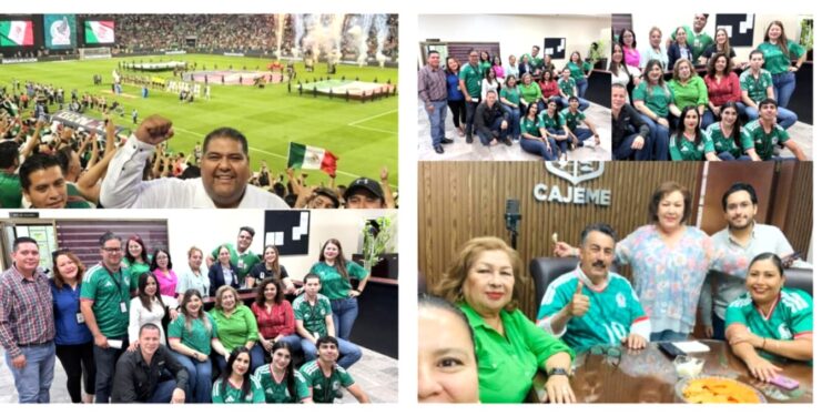 Así Festejaron el triunfo de México en el Mundial de  Fut Bol  el personal de Sindicatura Municipal